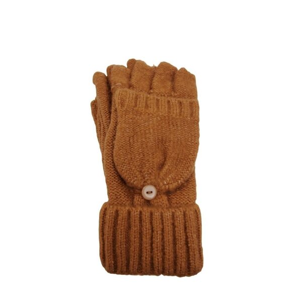 Frye and Co. Pop Top Cable Mittens Bark Brown - Picture 1 of 8